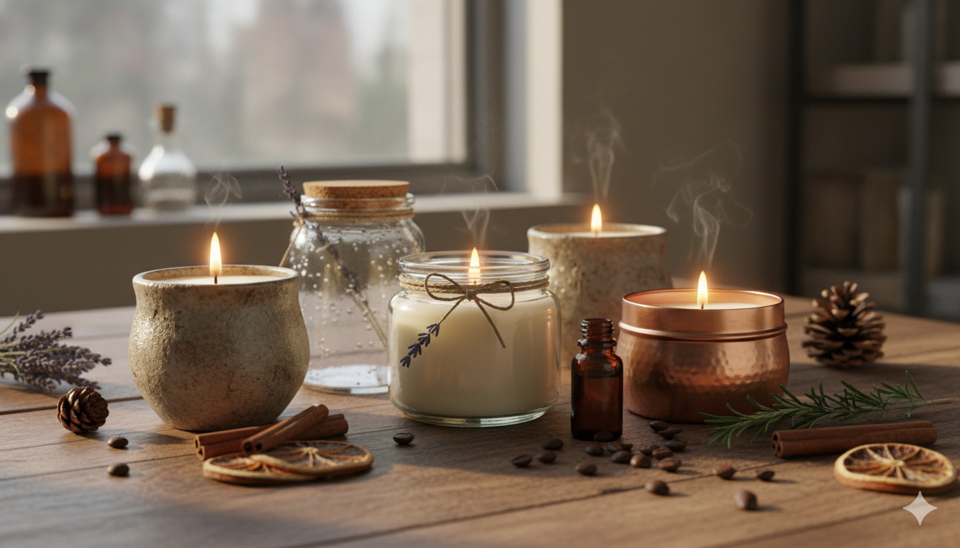 Handcrafted candles with natural scents